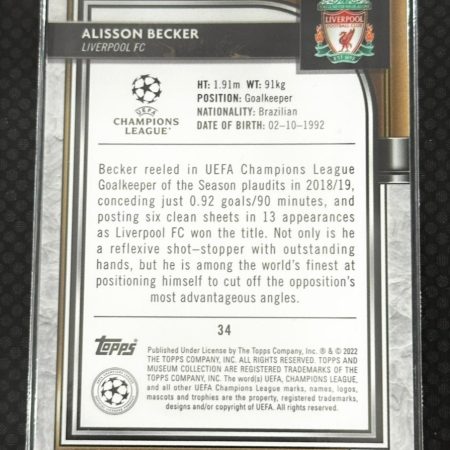 2021-22 Topps Museum Collection /99 Alisson Becker