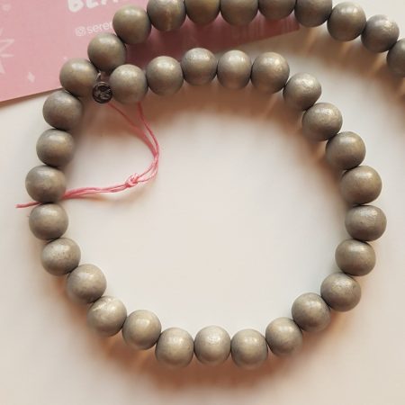 Wood round beads grey